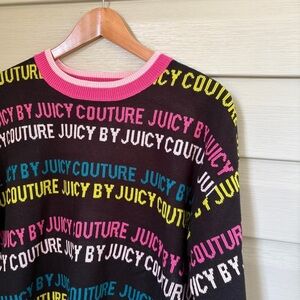 JUICY by Juicy Couture colorful logo slouchy sweater cute crewneck sz M NWOT
